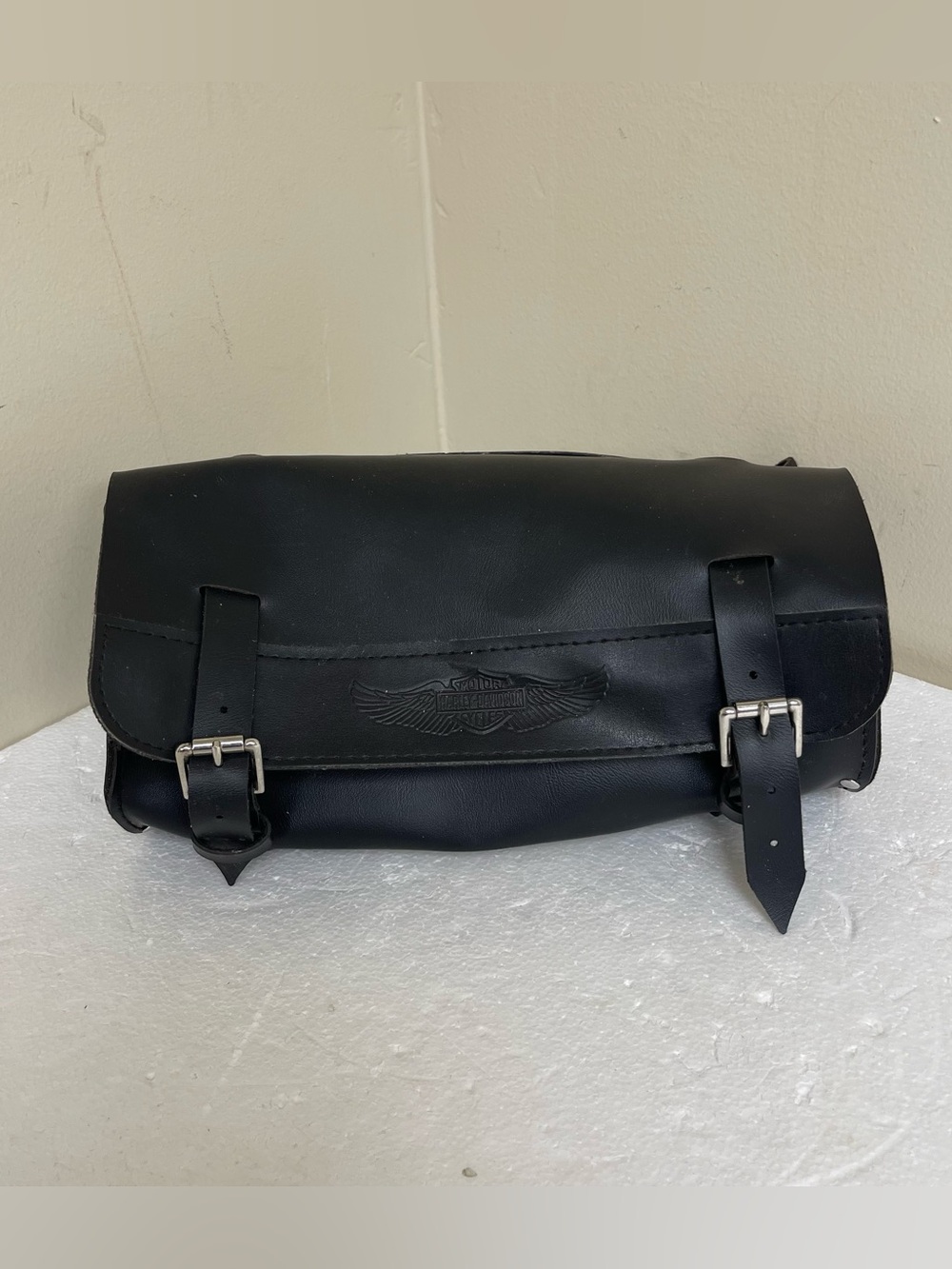 Harley-Davidson Black Leather Touring Roll Bag